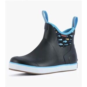 Showave Wms Rain/Deck WP Rubber Insulated Ankle Boots Black Fish Sz 8 $110 NEW!